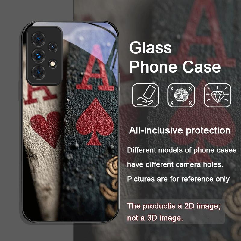 Creative The Ace of Spades Pattern Tempered Glass Phone Case for Samsung Galaxy A56 A72 A55 A54 A53 A52 A36 A15 A14 A13 5G Cover