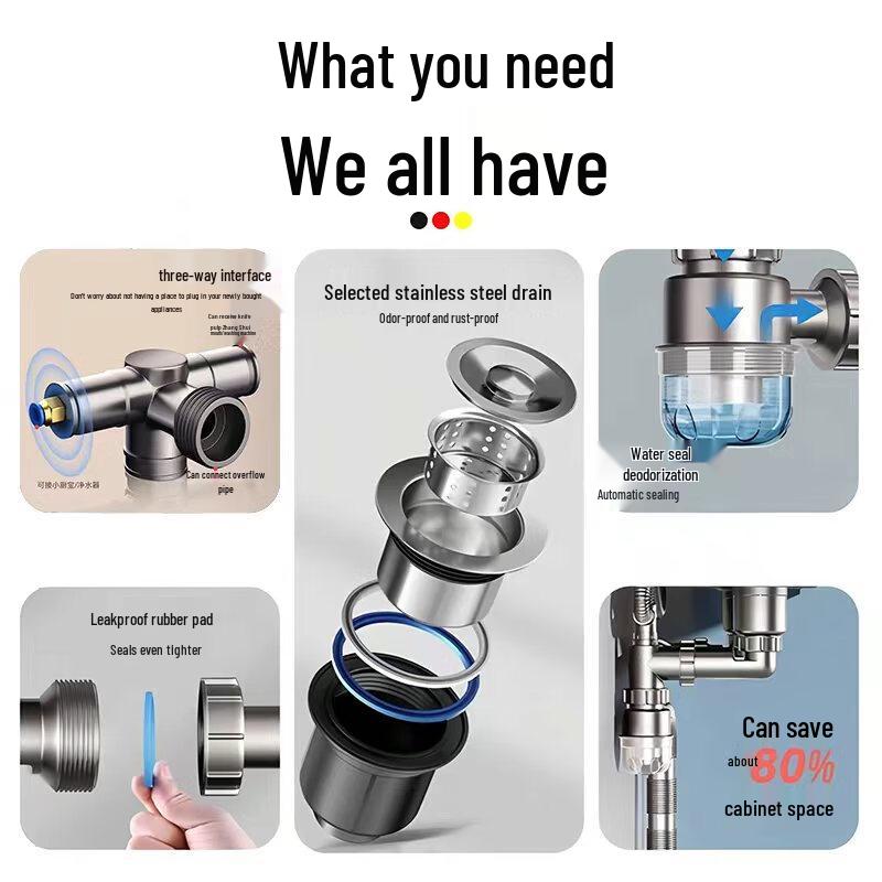 JROR Kitchen Sink Drain Pipe Kit