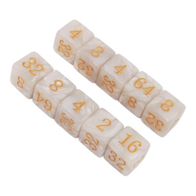 30PCS Number Dice Six Sided Multiples of 2 Number Plastic Light Weight Portable Dice for Teaching Board Games