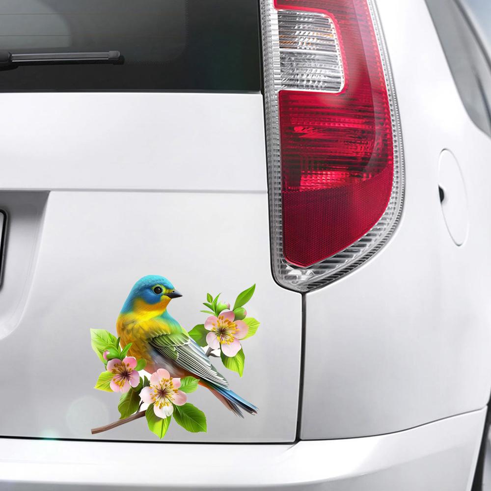 QT2004#15cm Vibrant Green Bird Self-Adhesive Vinyl Decal, Used for Car Windows, Bumper, Laptops, Waterproof Exterior Car Accessories