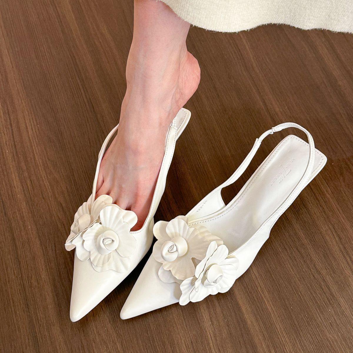 

Цветы в долине! Стильные белые босоножки с острым носком на среднем каблуке с цветочным узором, женские, с тонким каблуком, с полукруглой головкой, женские 40 белый