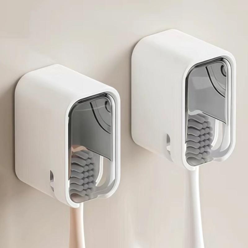 Non-punching Toothbrush Shelves Wall-mounted Dust-proof Storage Box with Lid Electric Toothbrush Holder Ordinary Toothbrush Use