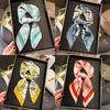 Sweet Spring Summer Flower Print Square Silk Scarf Casual Elegant Thin Breathable Scarf For Women Windproof Head Wrap Gifts