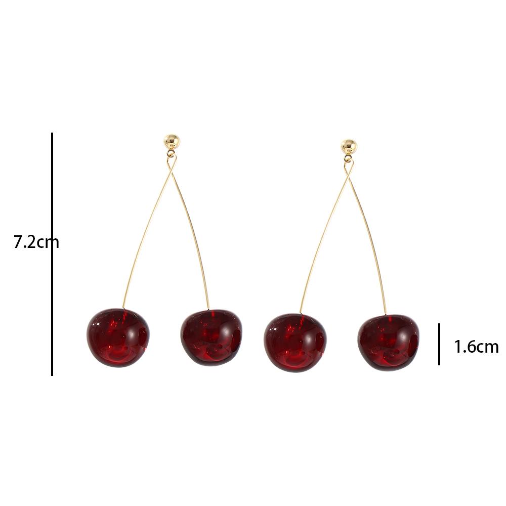 Gift for Women Fruit Tassel Resin Red Cherry Jewelry Dangle Earrings Stud Earrings Drop Earrings