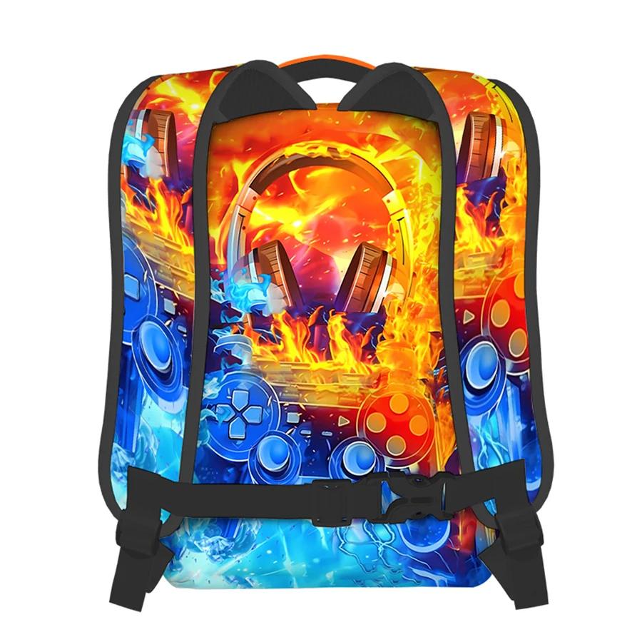 Headphone Game Controller Design Backpacks For Boy And Girls Best Gifts 2D Flat Cartoon School Bag For Children