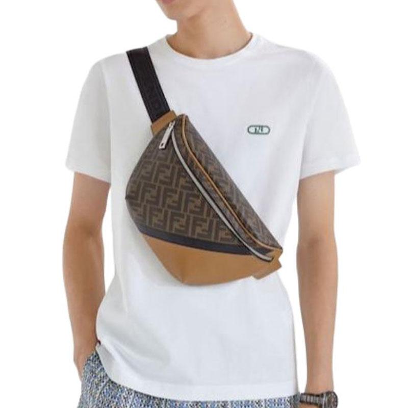 FENDI T-Shirts Men's White Crew Neck Moderate FY0894AL0FF0UD2