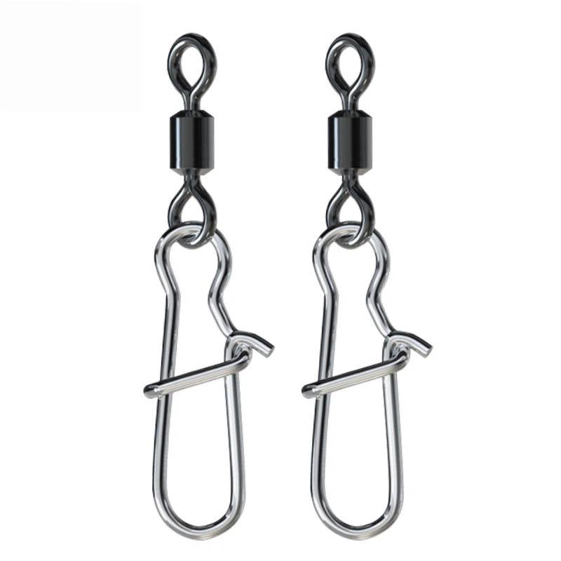 50Pcs Heavy-Duty Ball Bearing Fishing Swivels Snaps With 8-Shaped Swivel Rings Carbon Steel For Saltwater Lure Conne