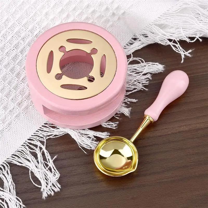 

Sealing Wax Stamps Set Solid Wood Vintage Wax Seal Stamp Heating Stove Kit for Wedding Invitations Cards Envelopes Gift Packing