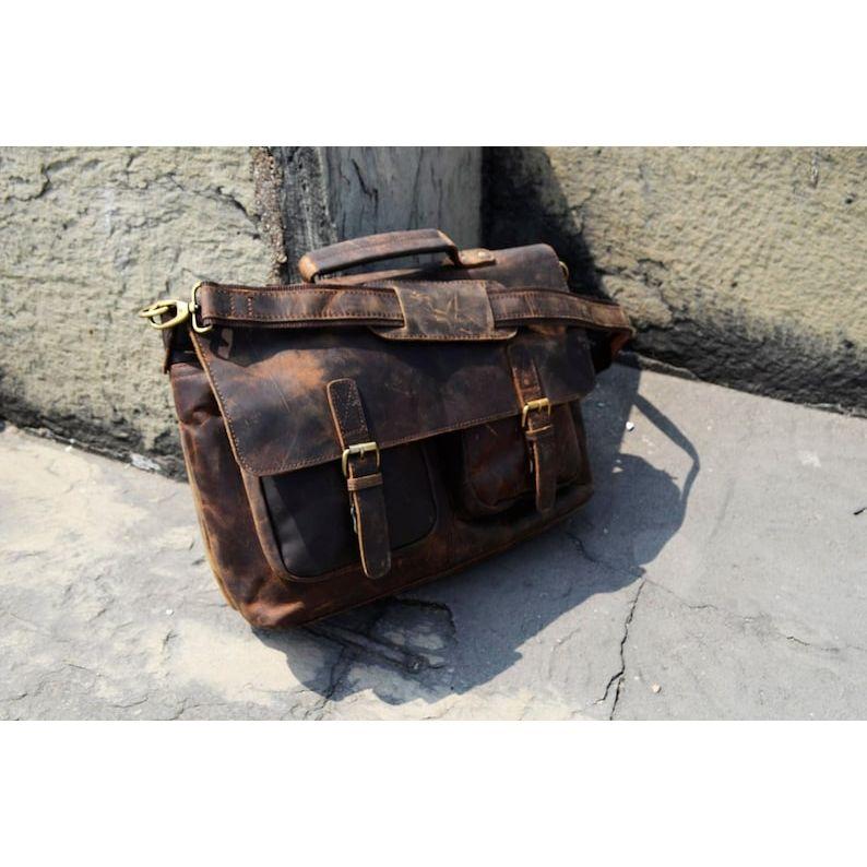 Ręcznie robiona skórzana torba typu cross-body na laptopa, torba podróżna, aktówka biurowa, rustykalna torba, najlepszy prezent świąteczny