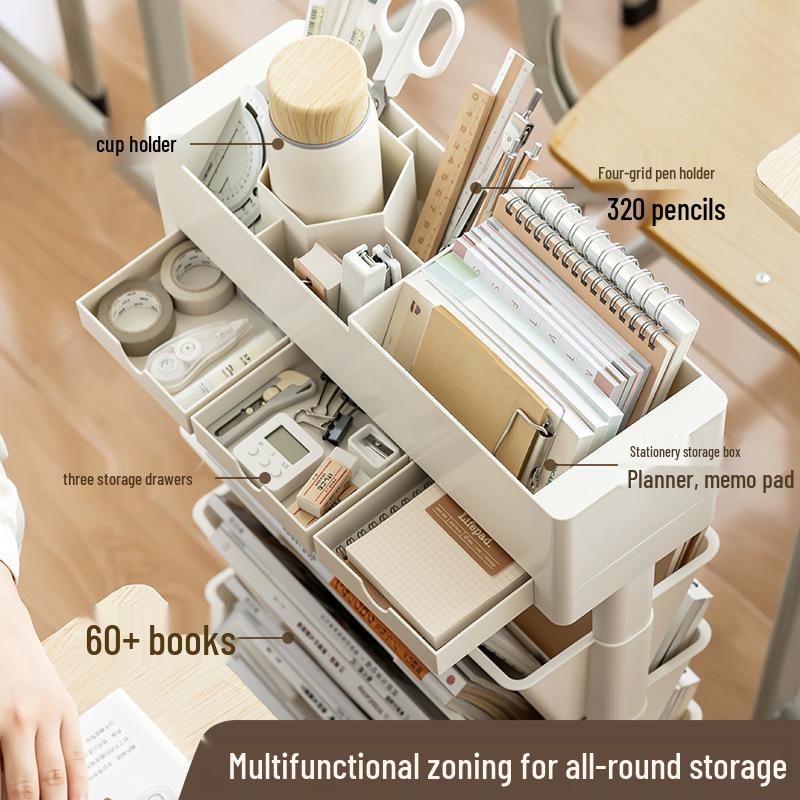 Mobile Bookshelf with Wheels for Classroom or Desk