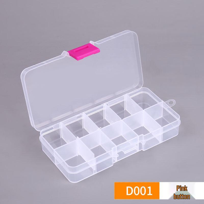 Compact 10-Compartment Transparent PP Storage Box with Lid for Jewelry & Tools