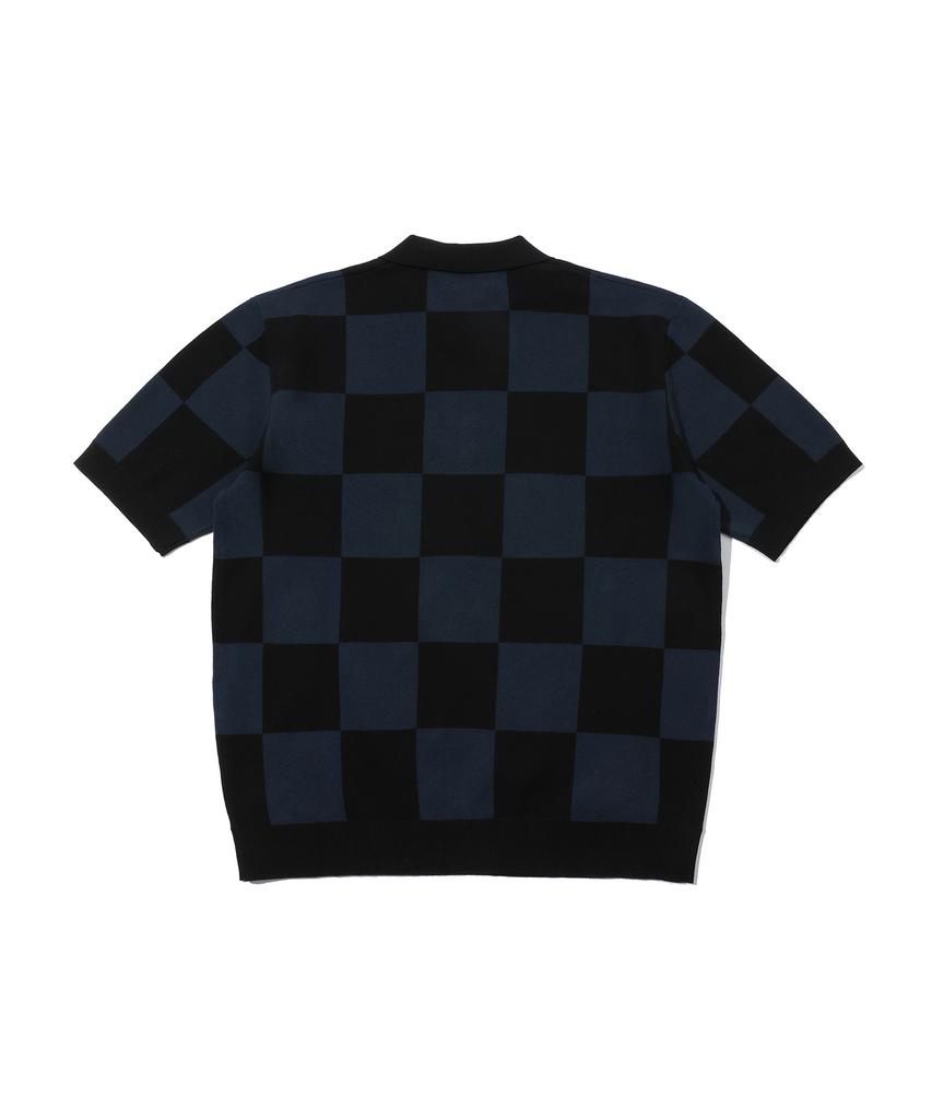BEENTRILL Short Sleeve Classic Checkerboard Comfort Fit Knit (Dark Navy)