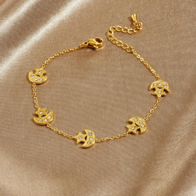 Gold Stern Mond Zirkon Armband Für Frauen Zierlicher Schmuck