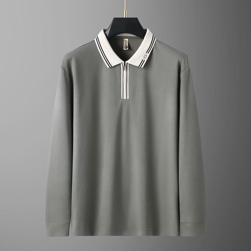 Men's Plus Size Long Sleeve Half-Zip Polo Shirt