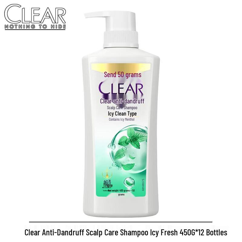 Clear Spring Anti-Dandruff Scalp Care Shampoo - Icy Refreshing (12 x 450g)