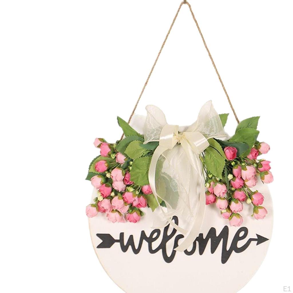 Front Door Hanging Sign ,Wall Decor Plaque, Wall Art Rustic Porch Decoration Welcome Wreath for Home