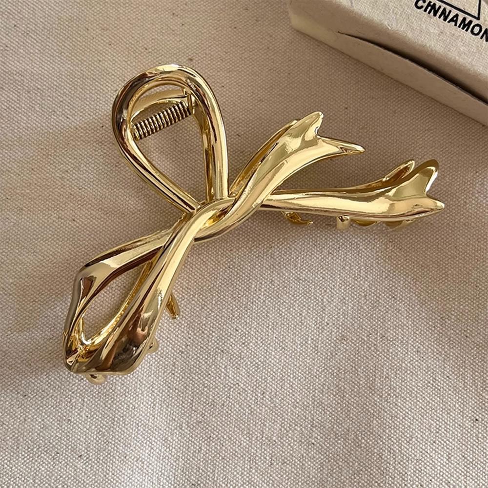Glossy Metal Ribbon Claw Hair Clip for Elegant Updos