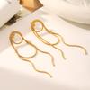18k Gold Niche Round Tassel Stainless Steel Stud Earrings for Women