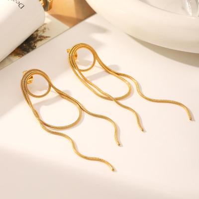18 Karat Gold Nischen Runde Quaste Edelstahl Ohrstecker für Damen