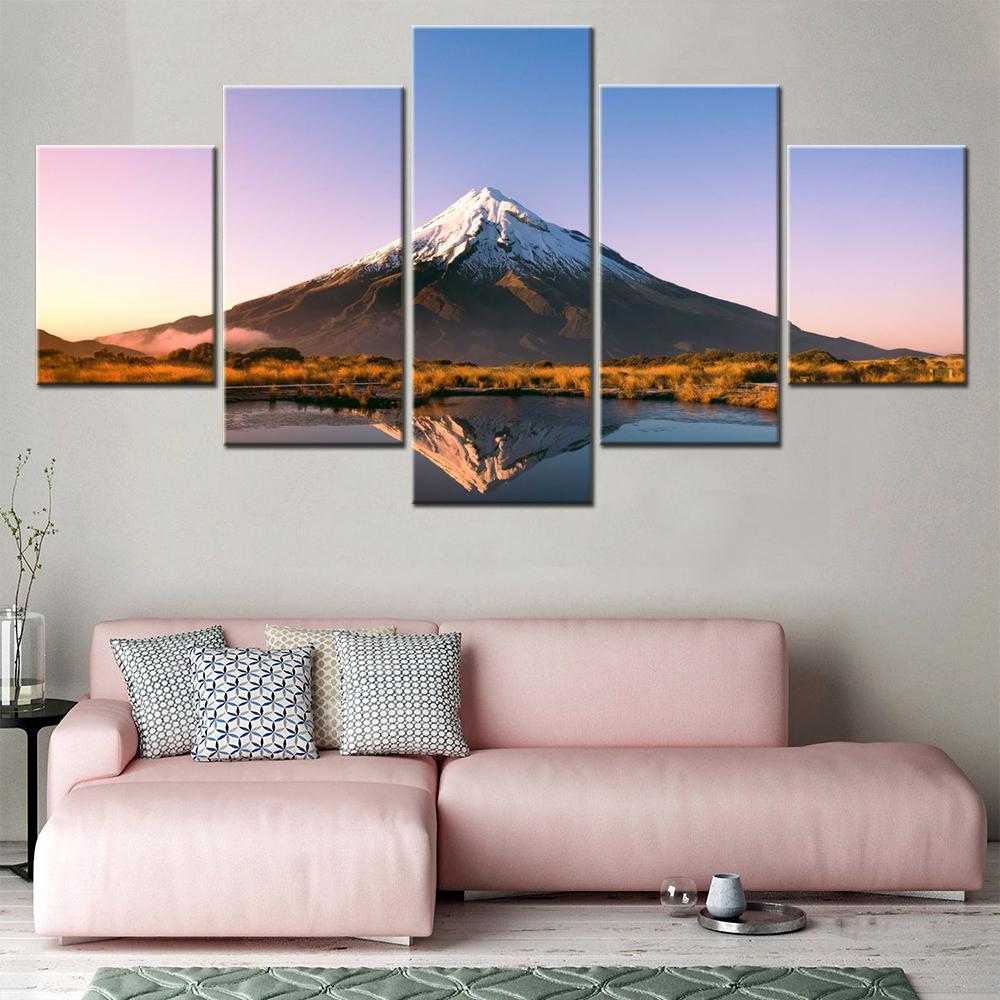 5 Pieces Canvas Wall Arts Landscape Poster Painting Mount At Lake Nature Wallpaper Home Decoration Living Room Picture Art Work No Frame