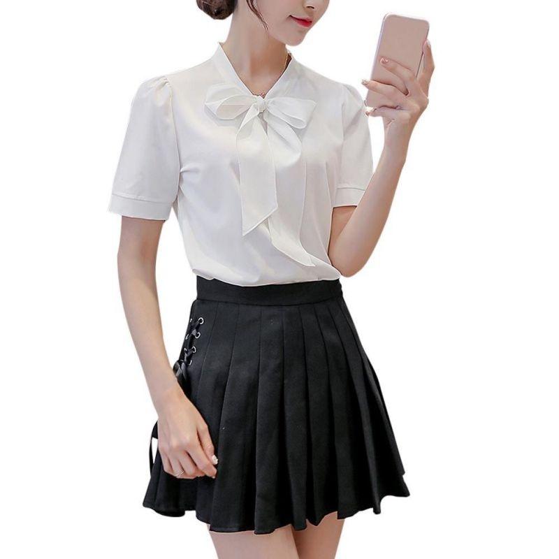 Blusar Skjortor i Chiffong för Damer Lång Kort Ärm Två Stilar Kontor Kvinnors Skjortor Flickor