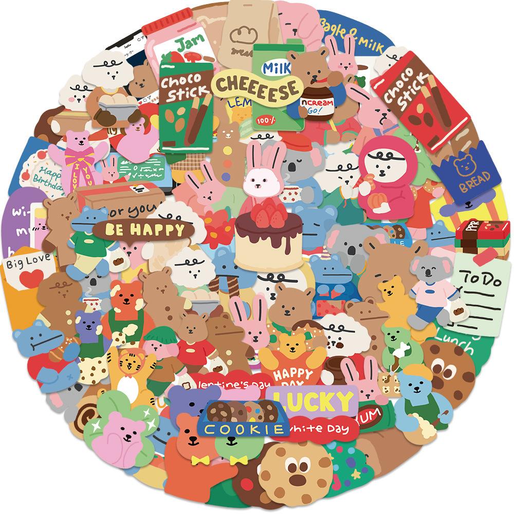 100 Pictures of Xiao Zhang Love Dailylike Bear Graffiti Stickers for Decorative Suitcase Notebook Waterproof Stickers