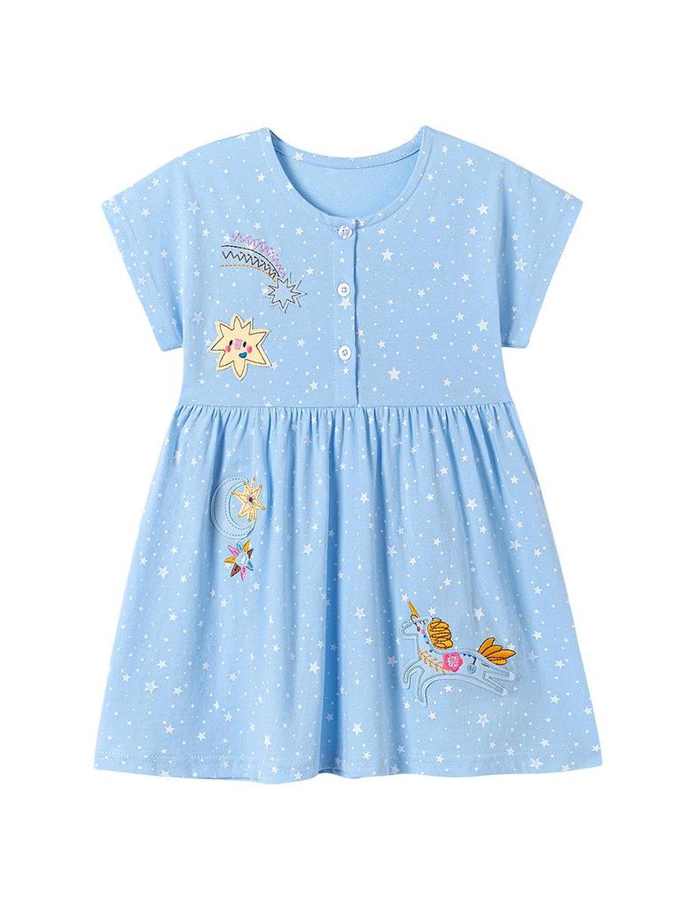 Robe d'été cartoon pour filles Little Maven - Jolie jupe à manches courtes style européen et américain