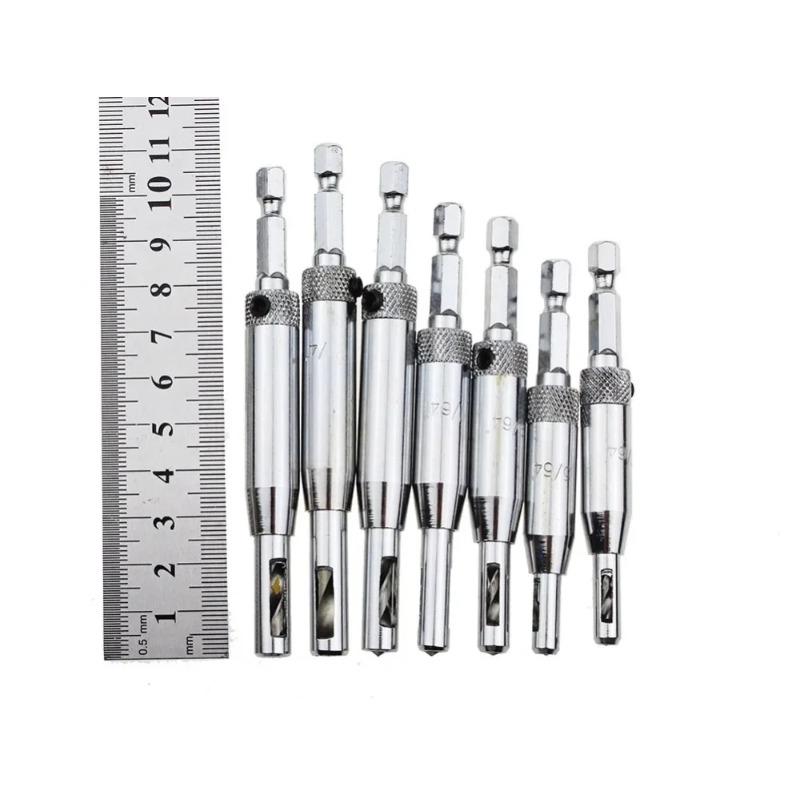 Zestaw wierteł centrujących do zawiasów HSS 4/7 szt. - 5/64" 7/64" 9/64" 11/64" Wiertła spiralne do drzwi, szafek i okien