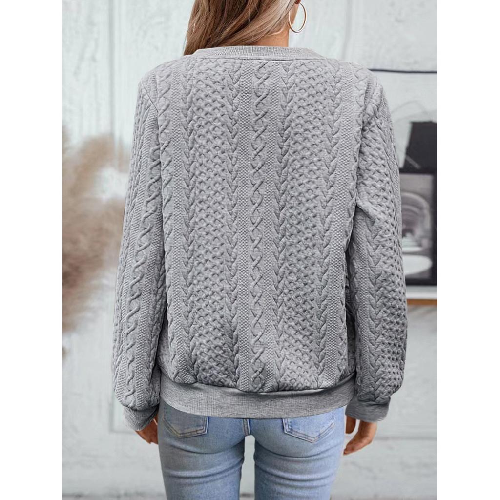 Ladies, Casual, Collar Zipper, Long Sleeved Hoodie, Women's Clothing, T-shirt