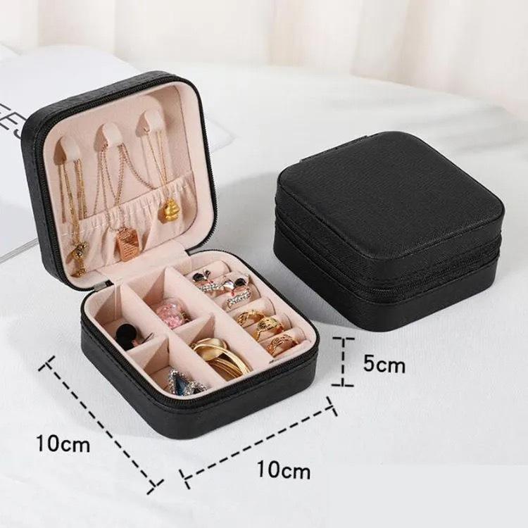 New Portable Jewelry Earrings Storage Box Travel Organizer Jewelry Case Leather Storage Necklace Ring Jewelry Organizer