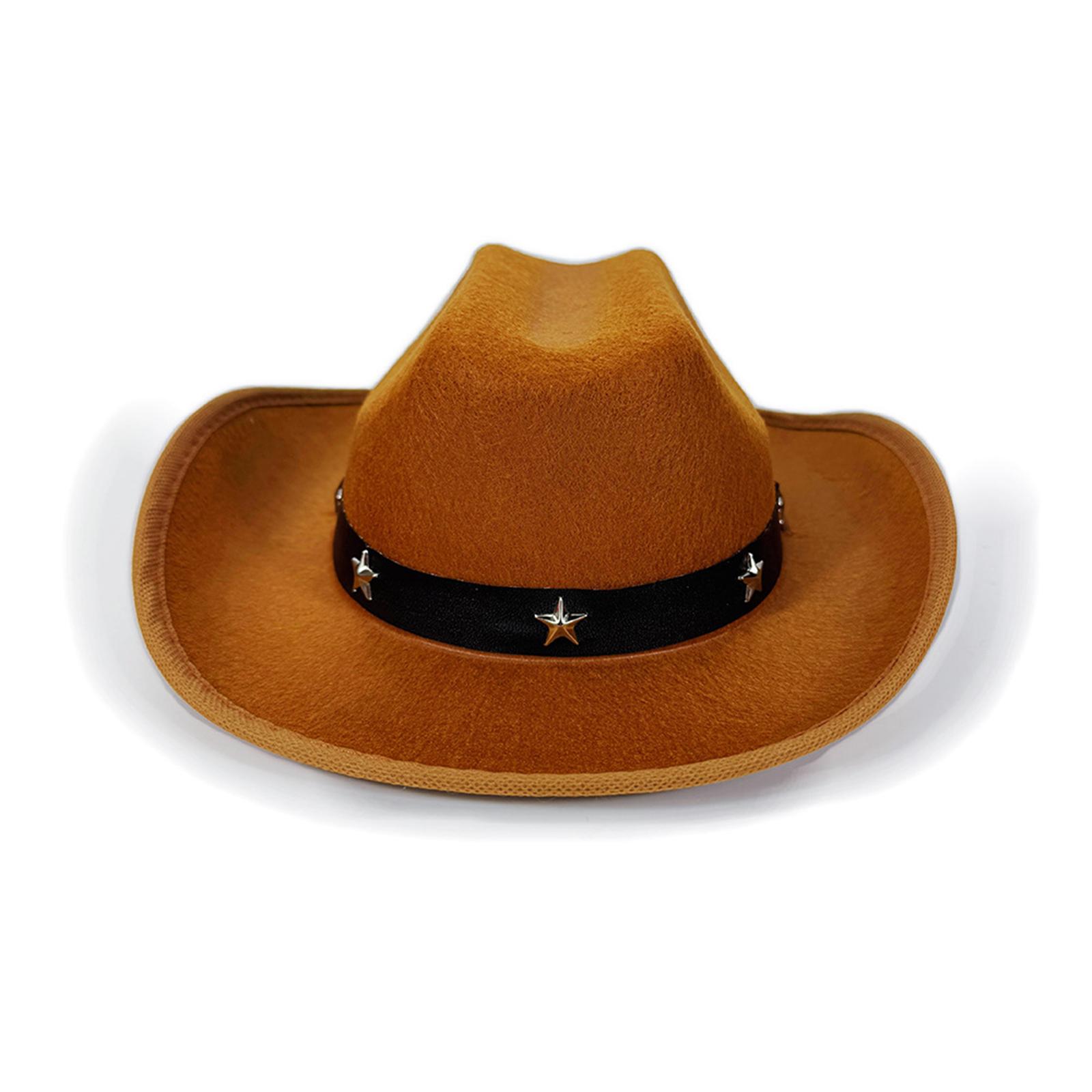 

Детская ковбойская шляпа в западном стиле с заклепками-звездами, регулируемый ремешок для возраста 3-12 лет, для улицы и вечеринок коричневый