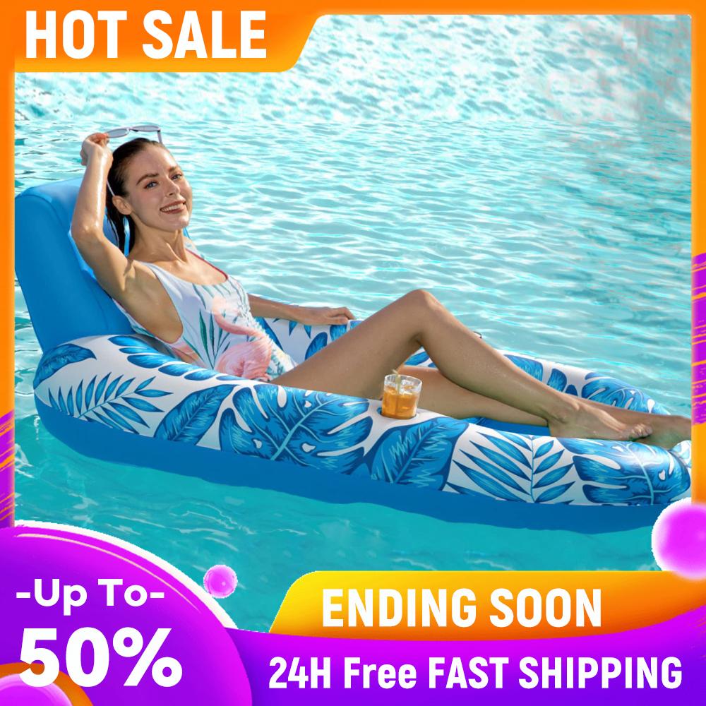 Inflatable Pool Float Chair Multifunctional Pool Floating Backrest Chairs Portable Foldable Swimming Pool Accessories China Mainland