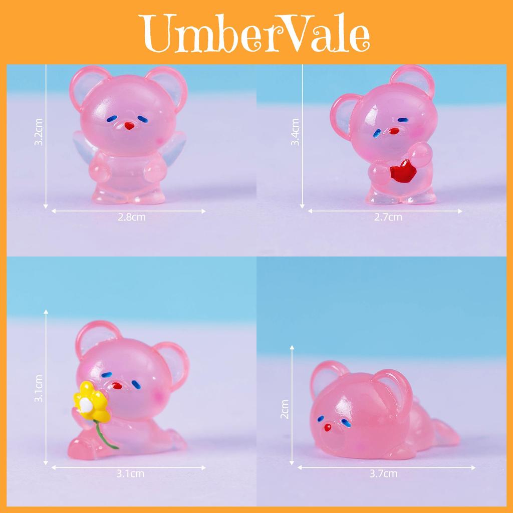 Adorable Miniature Luminous Bear Figurine Resin Garden Decoration Cute Desktop Ornament