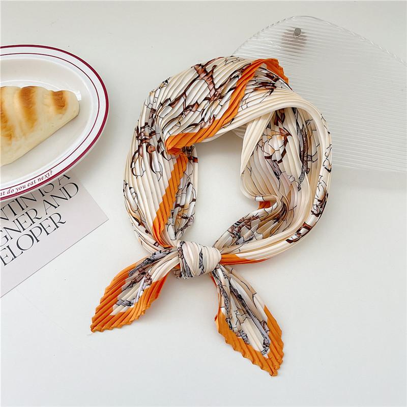 70cm Crumpled Scarf Kerchief Print Square Scarves Women DIY Hair Band Ribbon Headscarf Bandanas Headband Neck Wraps Neckerchief