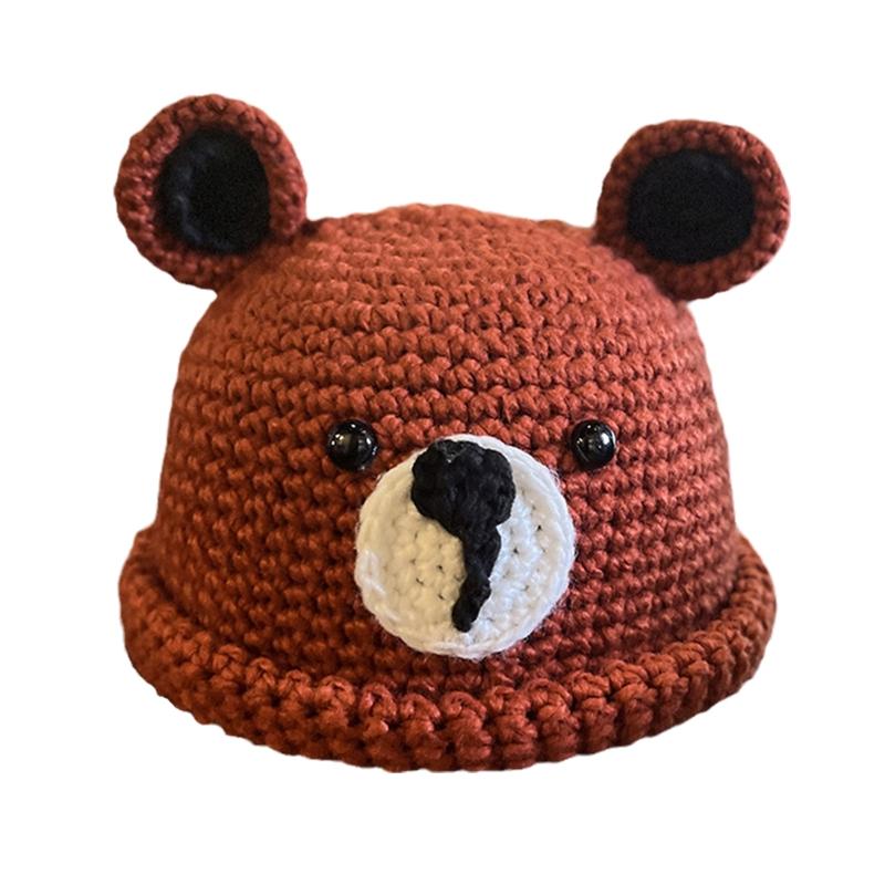 Unisex Wollmütze Häkelmütze Niedliche Bärenohren Strickmütze Warmes Ohr zum Schutz für Frühling Herbst Winter Tägliches Tragen