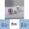 Geometric Statement Earrings With Rainbow Cubic Zirconia For Fashion Jewelry Lovers