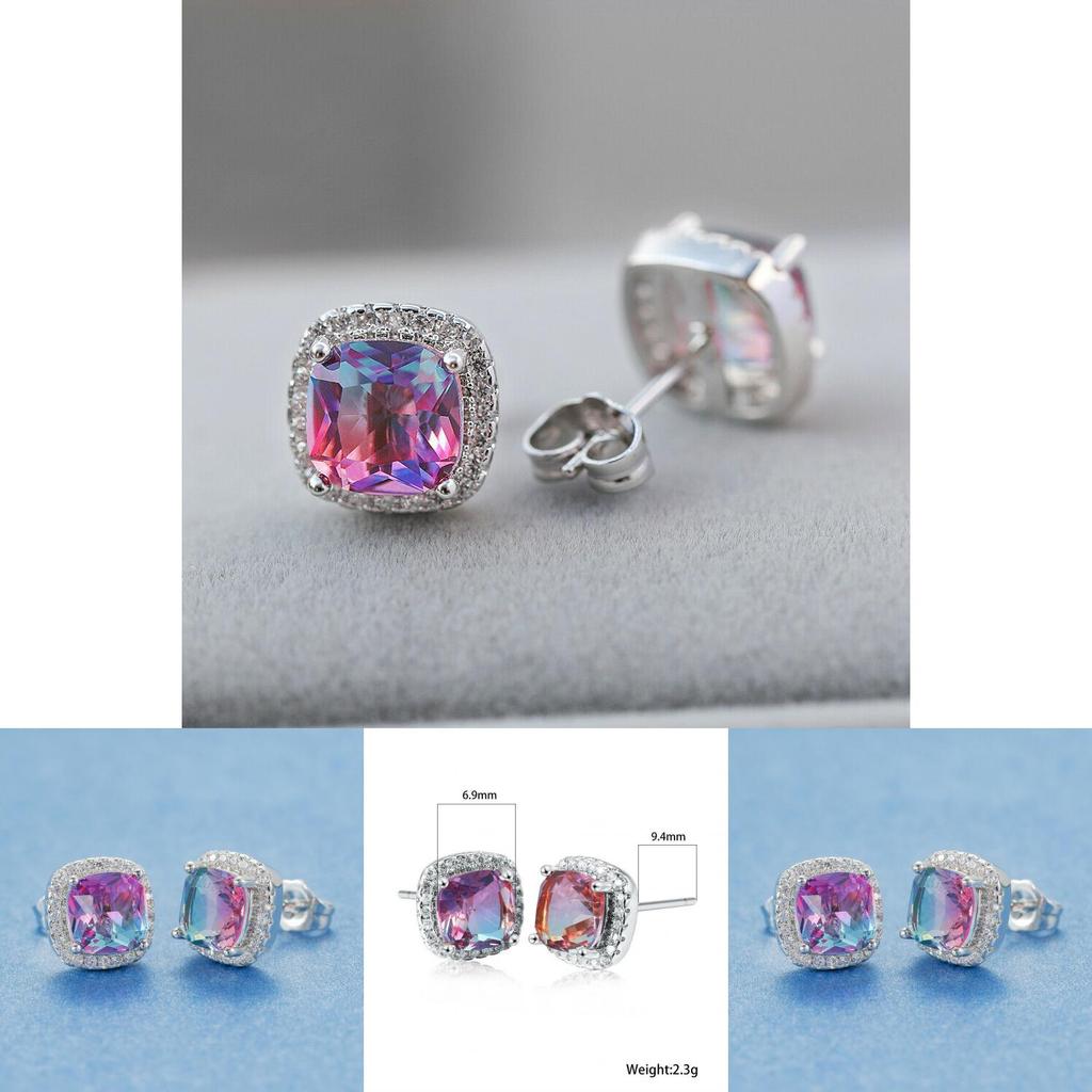 Geometric Statement Earrings With Rainbow Cubic Zirconia For Fashion Jewelry Lovers