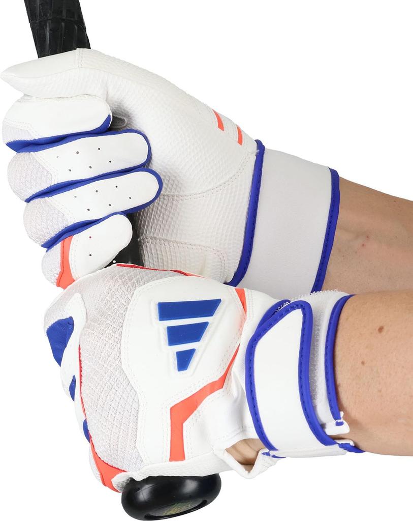 adidas Baseball Batting Size LBG404 Gloves, 41, Basic, White/Blue (1123), Large,
