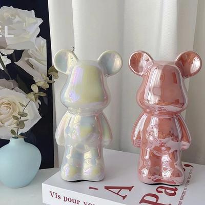 Aesthetic Bear Figure Ceramics Plating Violent Bear Statue Figurine Sculpture Luxury Living Room Decoration Desk Accessories