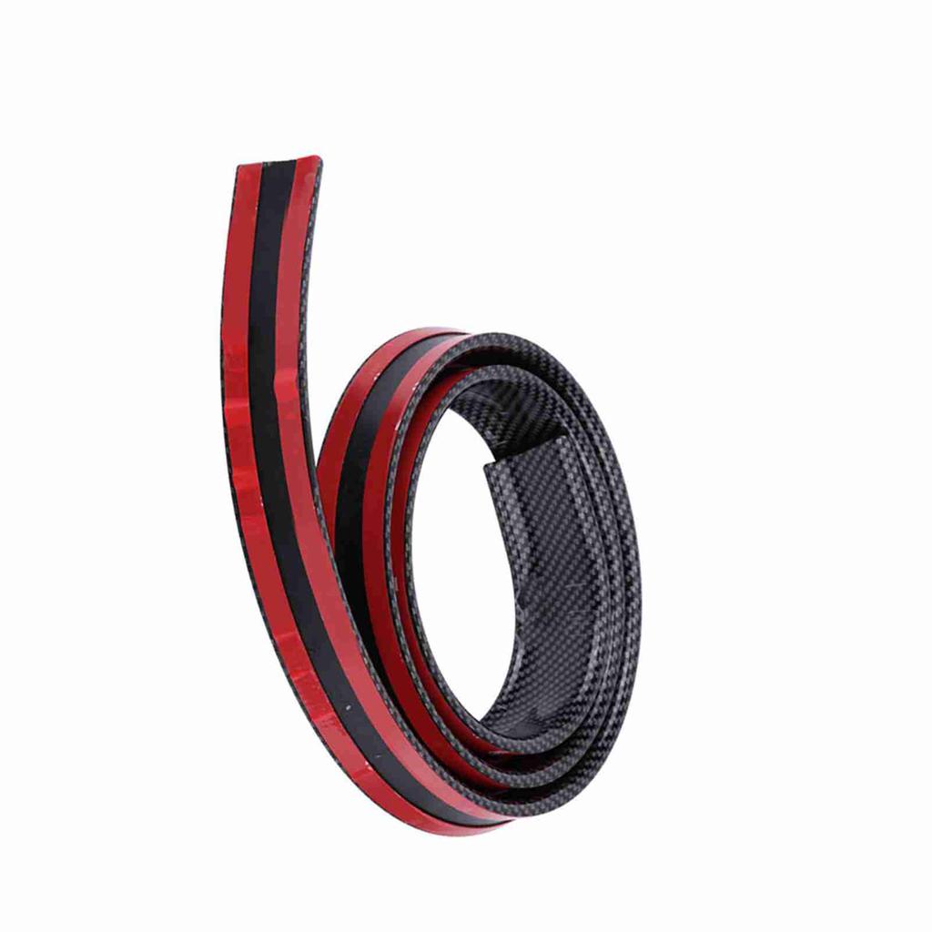 1.5mCelsius4.9ft Carbon   Soft Rubber Car Rear Roof   Spoiler Wing Lip Sticker Red