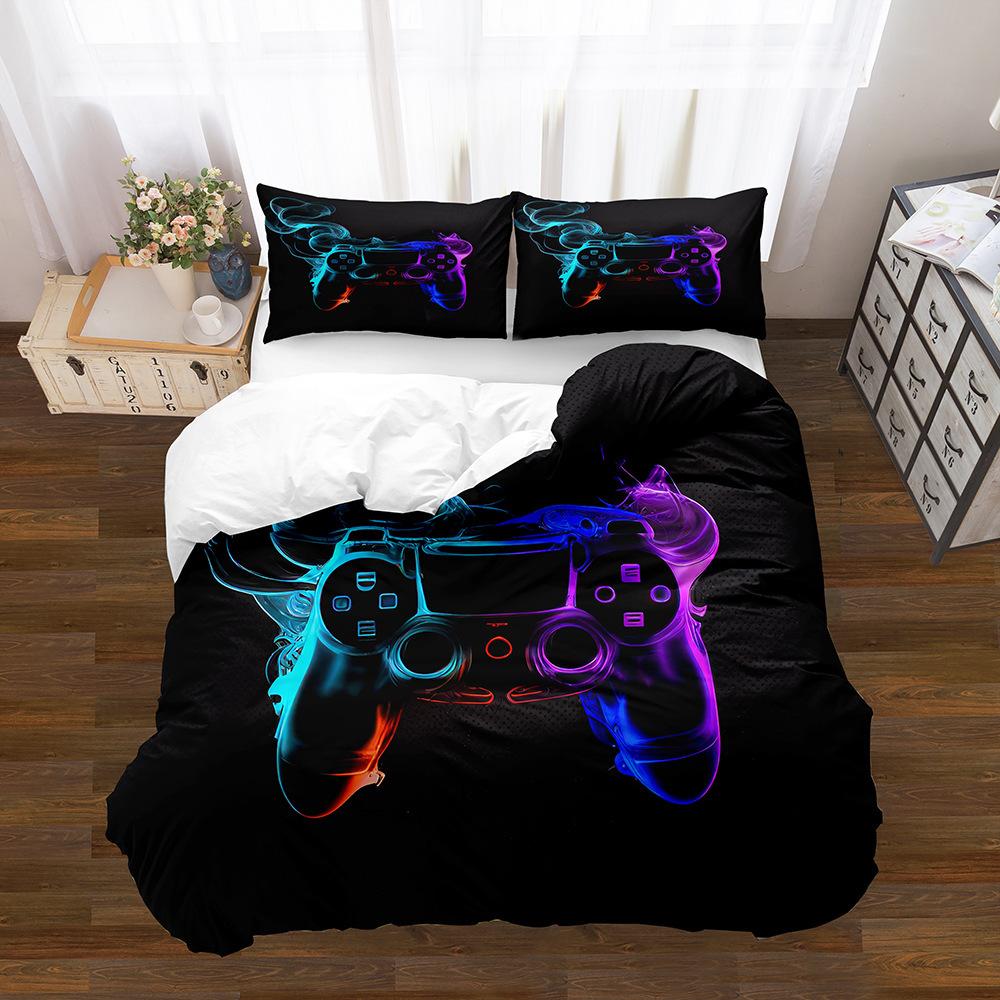 Gamepad Pattern Printing Quilt Cover Pillowcase 3D Digital Printing Three-Piece Set