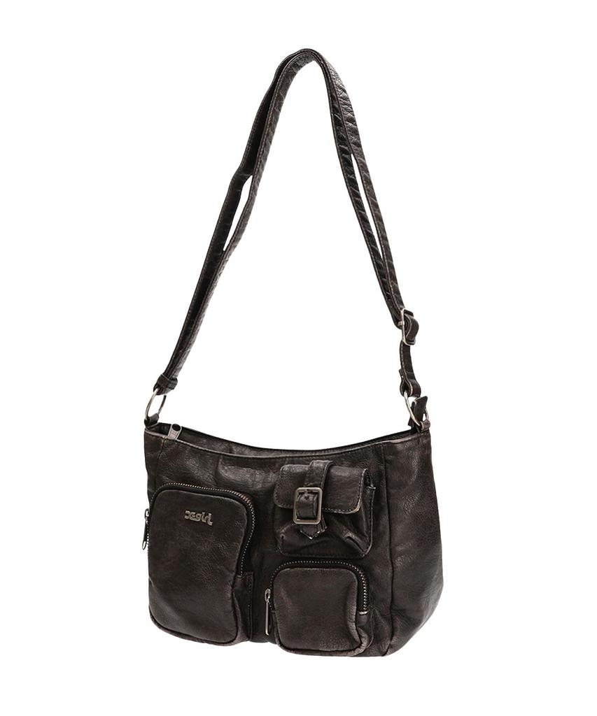 X-girl Multi-Pocket Faded Faux Leather Bag (105254053001) Black, One Size