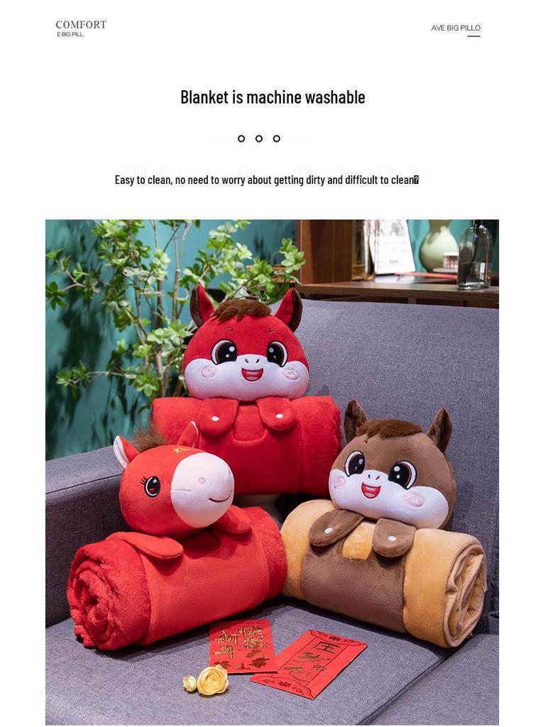 Coperta-Cuscino Peluche Cavallo 2026 – Morbido Pile per Sonnellini & Aria Condizionata, Perfetta per Eventi Aziendali
