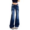 Plus Size Retro American High Waist Micro Flare Jeans for Women - Spring/Autumn Loose Slimming Straight Wide Leg Floor-Length Pants