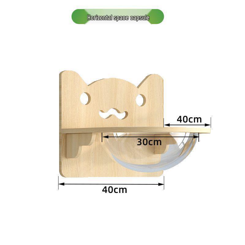 Wall-Mounted Solid Wood Cat Climbing Frame with Bed, Jumping Platform, and Scratching Post