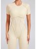Autumn/Winter Backless Sports Jumpsuit: Three-Dimensional Yoga One-Piece with Tight Short Sleeves and Long Pants (Style 88201)