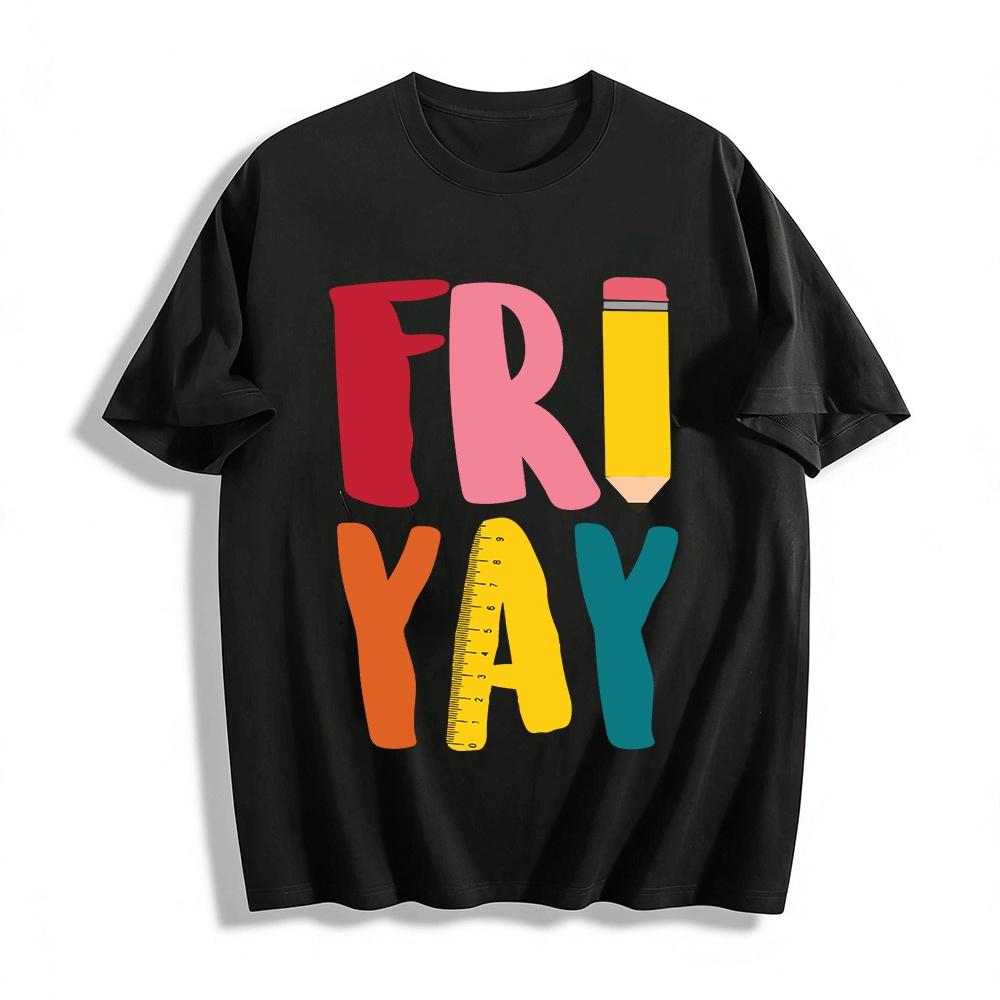 

Fri Yay Pencil Ruler Print Casual Tee For Adults Kids Pure cotton T-shirt XXS