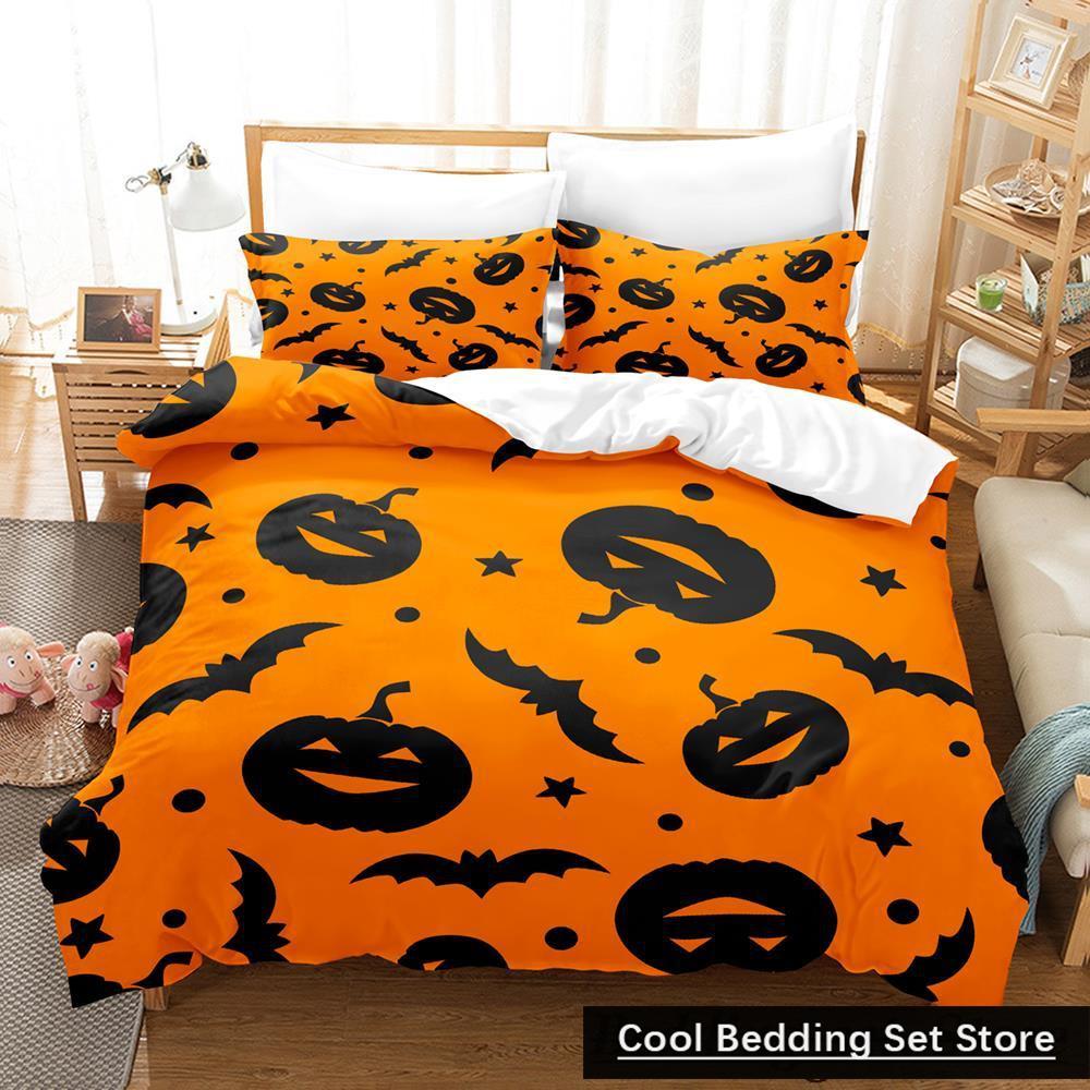 New Halloween Flying Vampire Bedding Set Single Twin Full Queen King Size Bed Set Adult Kid Bedroom Duvetcover Sets Anime Bat