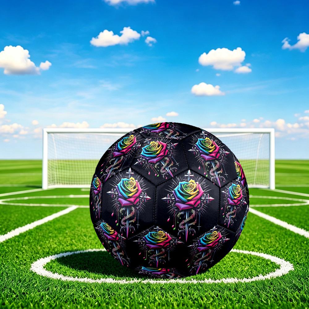 1pc Rainbow Rose Cross Size 5 Soccer Ball Professional Match Training Football Indoor &Outdoor Sports Ball Lightweight Durable m6519