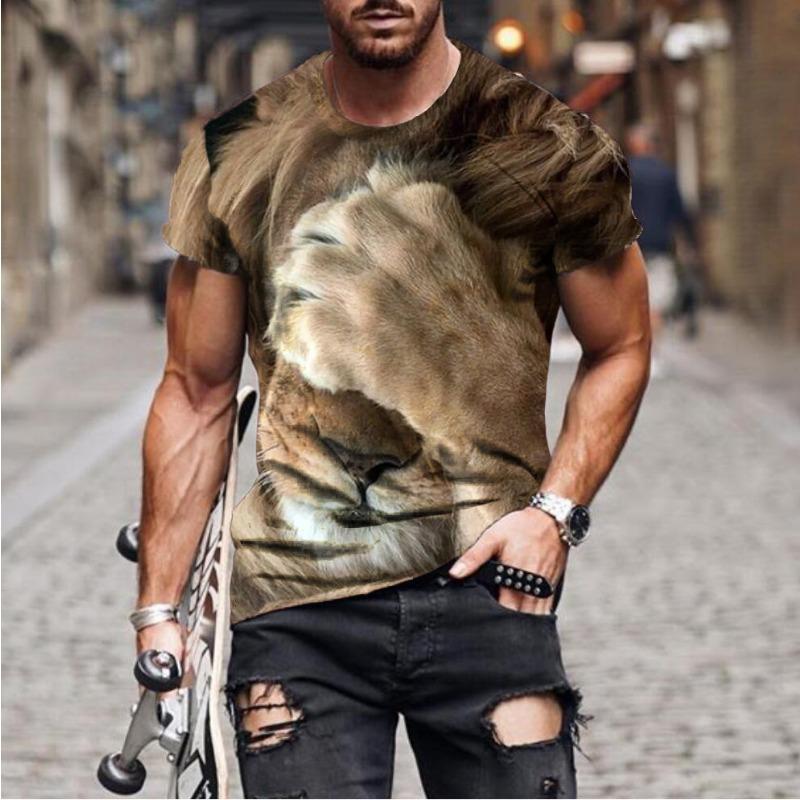 

Цифровая печать тигра анималистический узор 3D мужские футболки с коротким рукавом 6XL